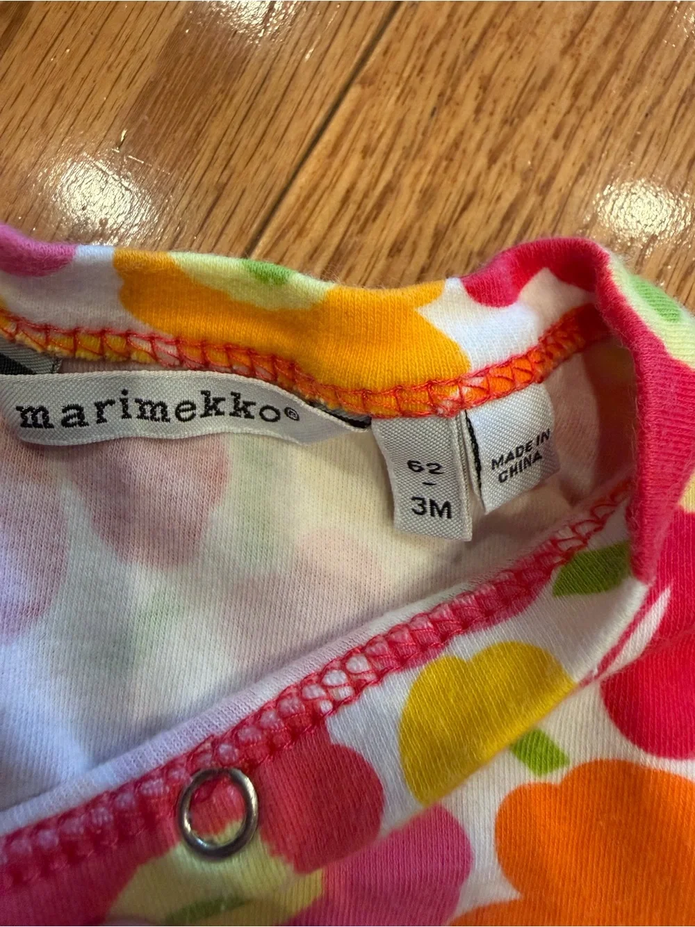 Marimekko Kids Floral One-Piece Bodysuit in Multi Pink/Orange 3 months